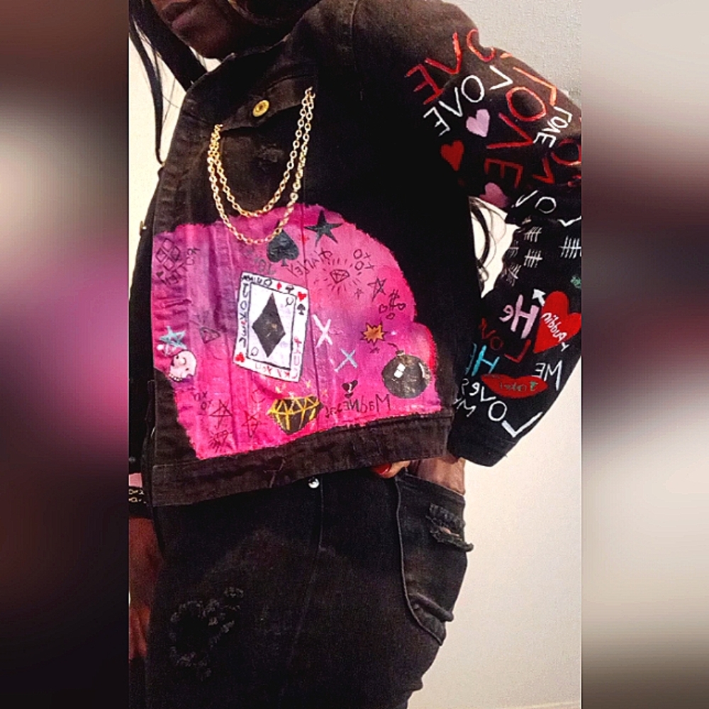 Custom jean jacket harley quinn